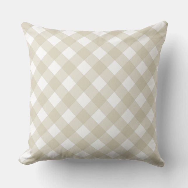 Faye en Lauren Beige Gingham Kussen (Voorkant)