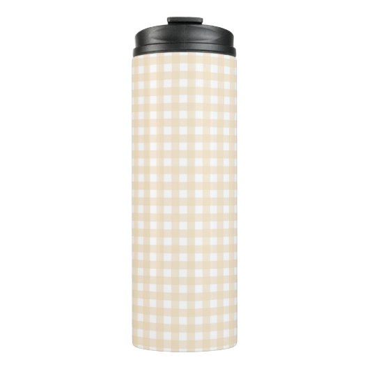 Faye en Lauren Beige Gingham Thermosbeker (Voorkant)