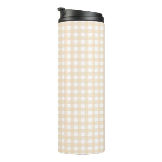 Faye en Lauren Beige Gingham Thermosbeker (Geroteerd rechts)