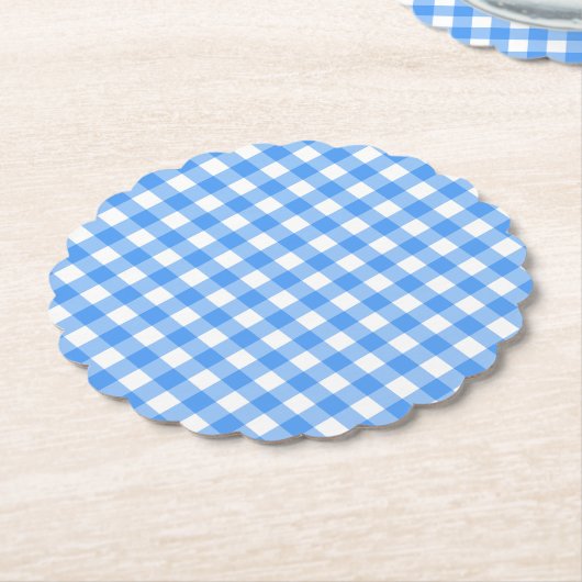 Faye en Lauren Blue2 Gingham Kartonnen Onderzetters (Gekanteld)