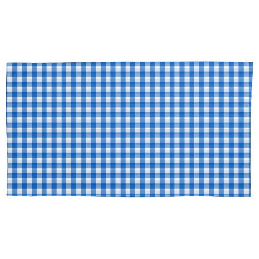 Faye en Lauren Blue Gingham Kussensloop (Voorkant-Links)