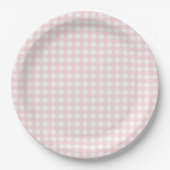 Faye en Lauren Blush Gingham Papieren Bordje (Voorkant)