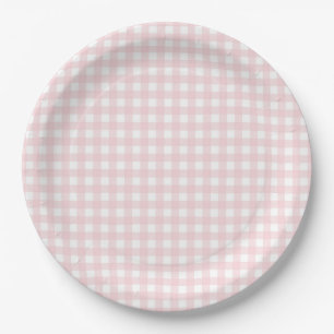 Faye en Lauren Blush Gingham Papieren Bordje