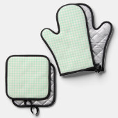 Faye en Lauren Bright Green Gingham Ovenwant & Pannenlap Set (Voorkant / Achterkant)