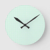 Faye en Lauren Bright Green Gingham Ronde Klok (Voorkant)