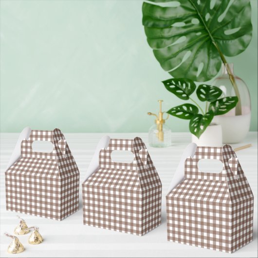 Faye en Lauren Brown Gingham Bedankdoosjes (Meervoudige)