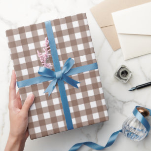 Faye en Lauren Brown Gingham Cadeaupapier