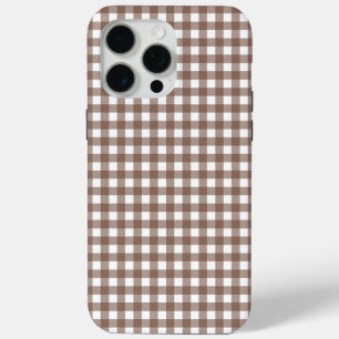 Faye en Lauren Brown Gingham iPhone 15 Pro Max Hoesje