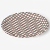 Faye en Lauren Brown Gingham Papieren Bordje (Gekanteld)