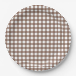 Faye en Lauren Brown Gingham Papieren Bordje