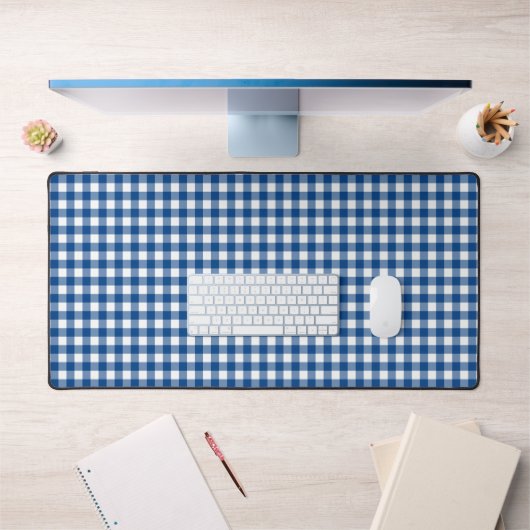 Faye en Lauren Dark Blue Gingham Bureaumat (Kantoor 1)