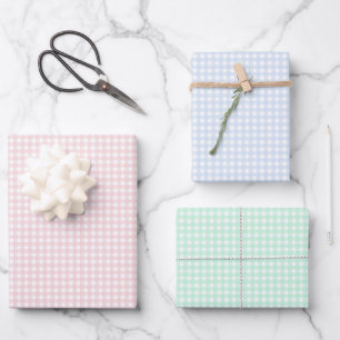 Faye en Lauren Gingham Pastel in 3 Kleuren Inpakpapier Vel