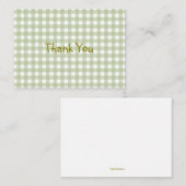 Faye en Lauren Green Gingham Bedankt Notitiekaartje (Voorkant / Achterkant)