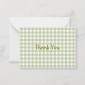 Faye en Lauren Green Gingham Bedankt Notitiekaartje (Voorkant)