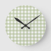 Faye en Lauren Green Gingham Muur Klok (Voorkant)