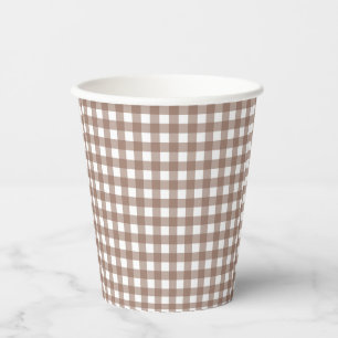 Faye en Lauren Herfst Chocolate Brown Gingham Papieren Bekers