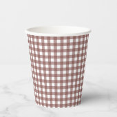 Faye en Lauren Herfst Dark Brown Gingham Papieren Bekers (Voorkant)