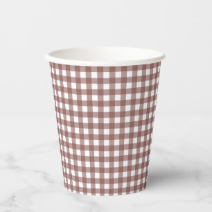 Faye en Lauren Herfst Dark Brown Gingham Papieren Bekers