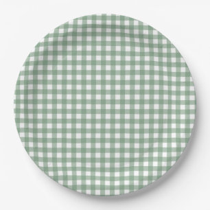 Faye en Lauren Herfst Green Gingham Papieren Bordje