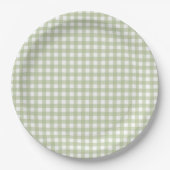 Faye en Lauren Herfst Licht Groen Gingham Papieren Bordje (Voorkant)