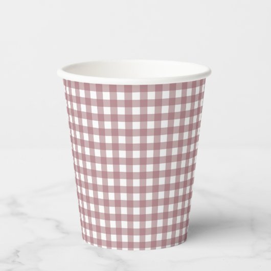 Faye en Lauren Herfst Pink Gingham Papieren Bekers (Voorkant)