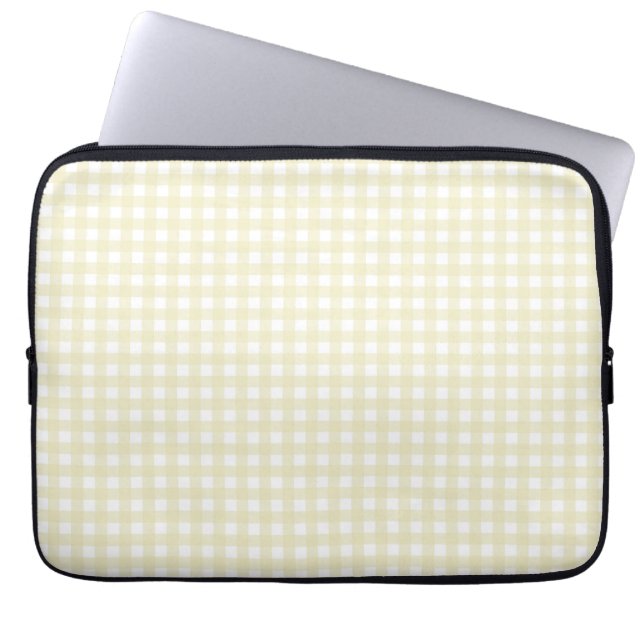 Faye en Lauren Lemon Yellow Gingham Laptop Sleeve (Voorkant)