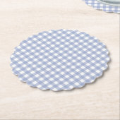 Faye en Lauren Light Blue2 Gingham Kartonnen Onderzetters (Gekanteld)