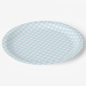 Faye en Lauren Light Blue Gingham Papieren Bordje (Gekanteld)