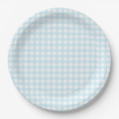 Faye en Lauren Light Blue Gingham Papieren Bordje (Voorkant)