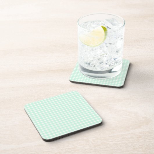 Faye en Lauren Light Green Gingham Bier Onderzetter (Rechterzijde)