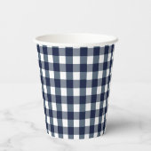 Faye en Lauren Navy Gingham Papieren Bekers (Achterkant)