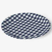 Faye en Lauren Navy Gingham Papieren Bordje (Gekanteld)