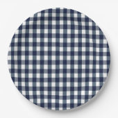 Faye en Lauren Navy Gingham Papieren Bordje (Voorkant)