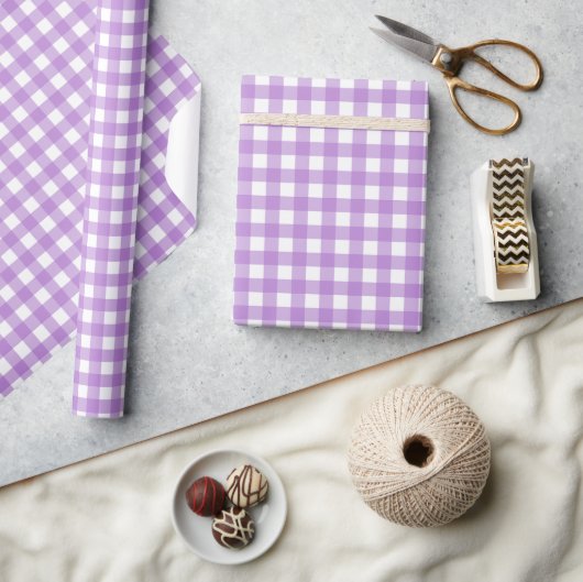 Faye en Lauren Paars Gingham Cadeaupapier (Crafts)