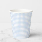 Faye en Lauren Pastel Blue Gingham Papieren Bekers (Achterkant)