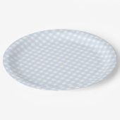 Faye en Lauren Pastel Blue Gingham Papieren Bordje (Gekanteld)