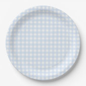 Faye en Lauren Pastel Blue Gingham Papieren Bordje (Voorkant)