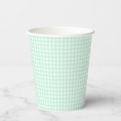 Faye en Lauren Pastel Gingham Green Papieren Bekers (Achterkant)