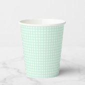 Faye en Lauren Pastel Gingham Green Papieren Bekers (Links)