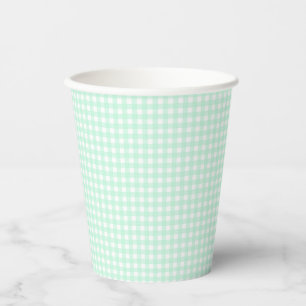 Faye en Lauren Pastel Gingham Green Papieren Bekers