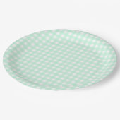 Faye en Lauren Pastel Gingham Green Papieren Bordje (Gekanteld)
