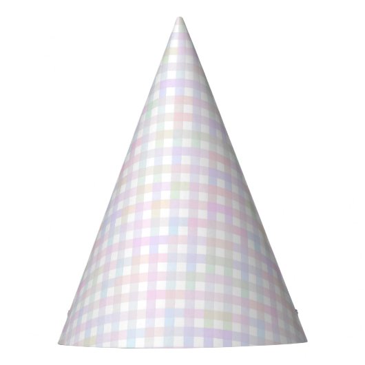 Faye en Lauren Pastel Gingham Multicolor Feesthoedjes (Voorkant)