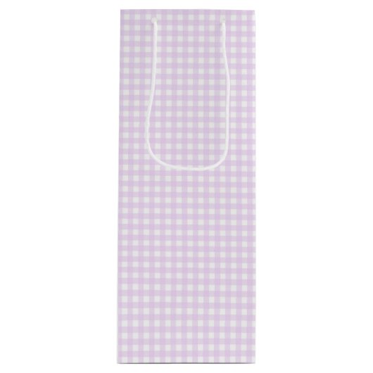 Faye en Lauren Pastel Paars Gingham Wijn Cadeautas (Voorkant)