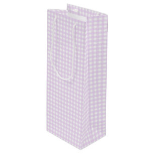 Faye en Lauren Pastel Paars Gingham Wijn Cadeautas