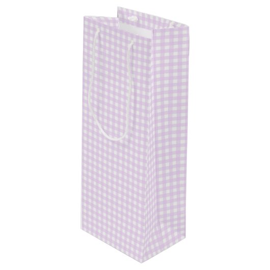Faye en Lauren Pastel Paars Gingham Wijn Cadeautas (Voorkant Gekanteld)
