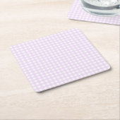 Faye en Lauren Pastel Paarse Gingham Kartonnen Onderzetters (Schuin)