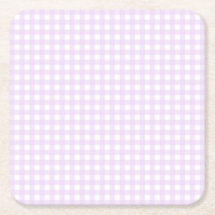 Faye en Lauren Pastel Paarse Gingham Kartonnen Onderzetters