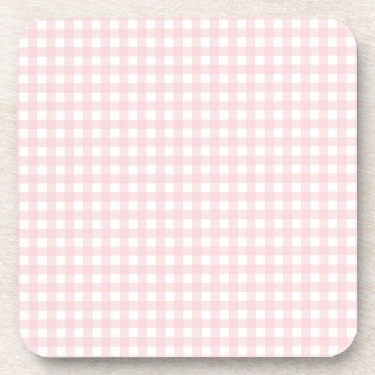 Faye en Lauren Pastel Pink Gingham Bier Onderzetter (Voorkant)
