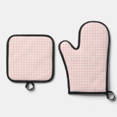 Faye en Lauren Pastel Pink Gingham Ovenwant & Pannenlap Set (Voorkant)