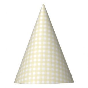 Faye en Lauren Pastel Yellow Gingham Feesthoedjes